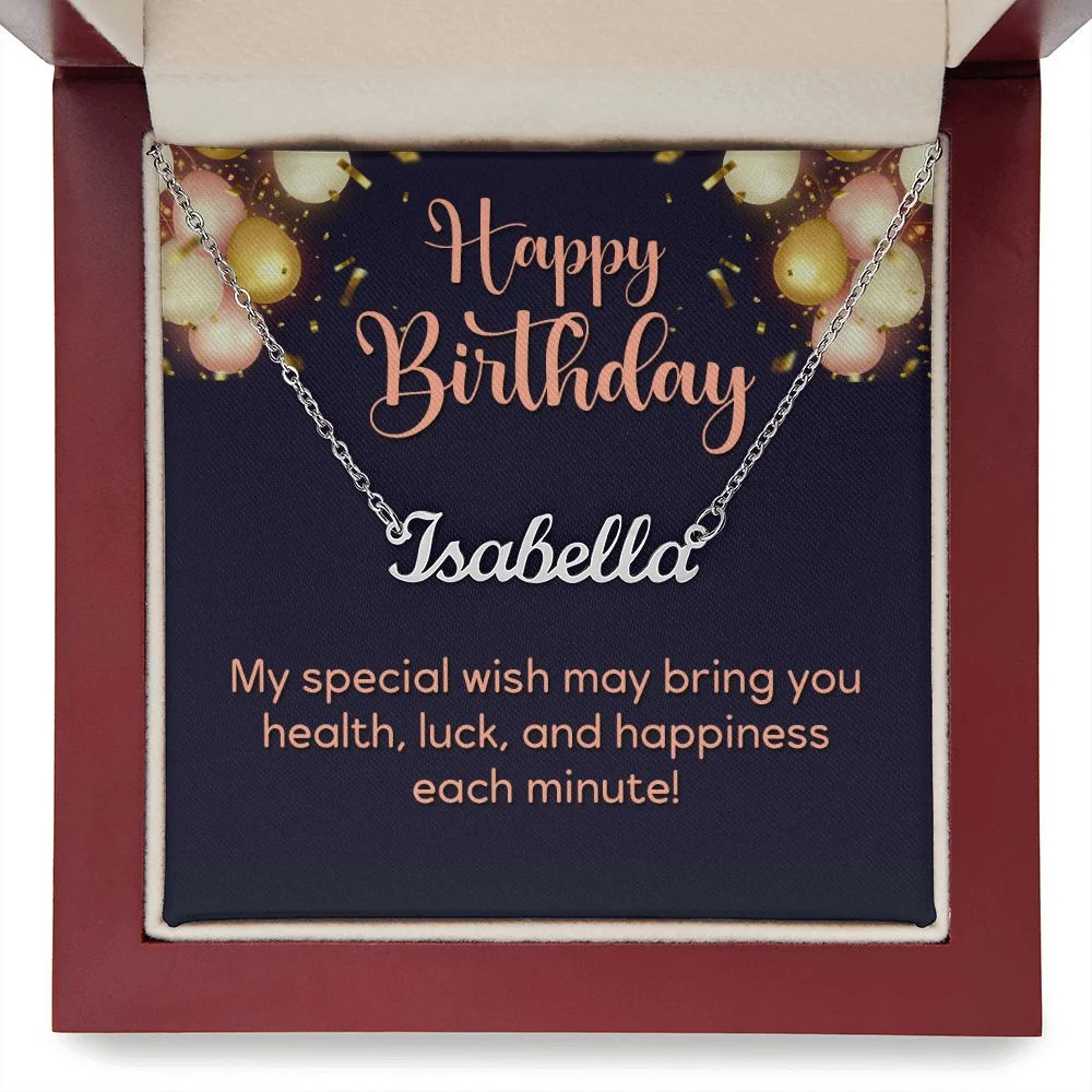 Happy Birthday Personalized Name Necklace Stainless Steel Custom Name Gift Luxu